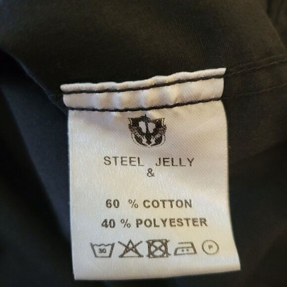 Steel & Jelly Mens Black Button Down Shirt (Size L) - Picture 7 of 8
